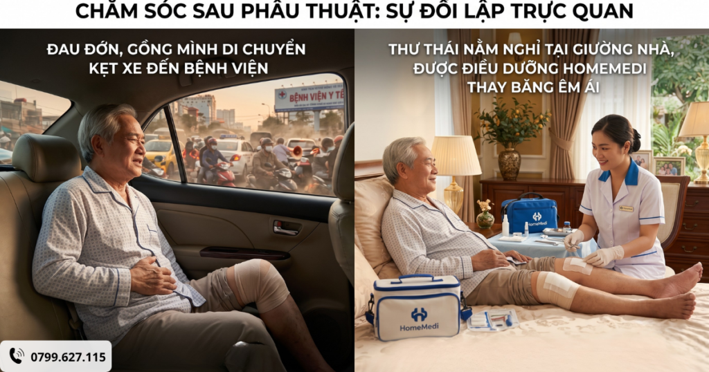 được điều dưỡng HomeMedi thay băng êm ái.
